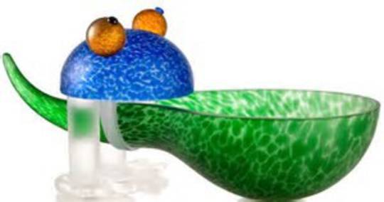 Artglass Frog Bowl Green